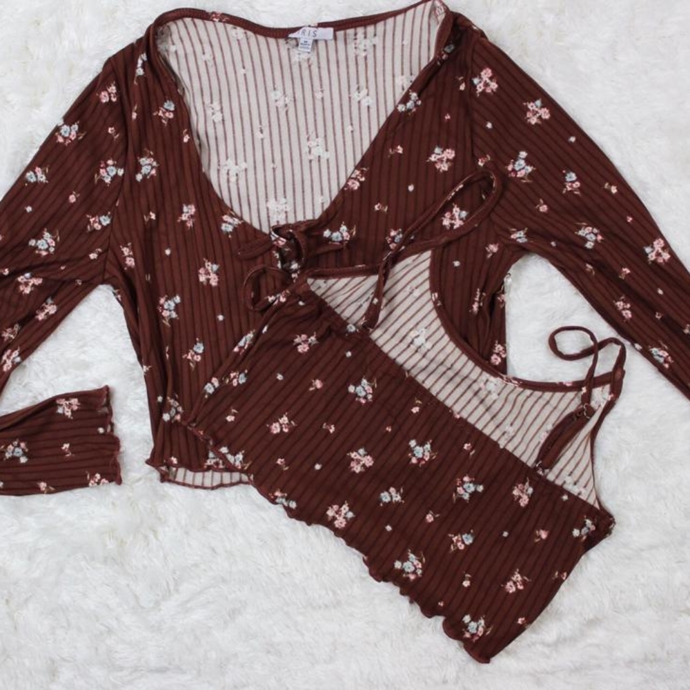 Front tie cardigan, cami top set.